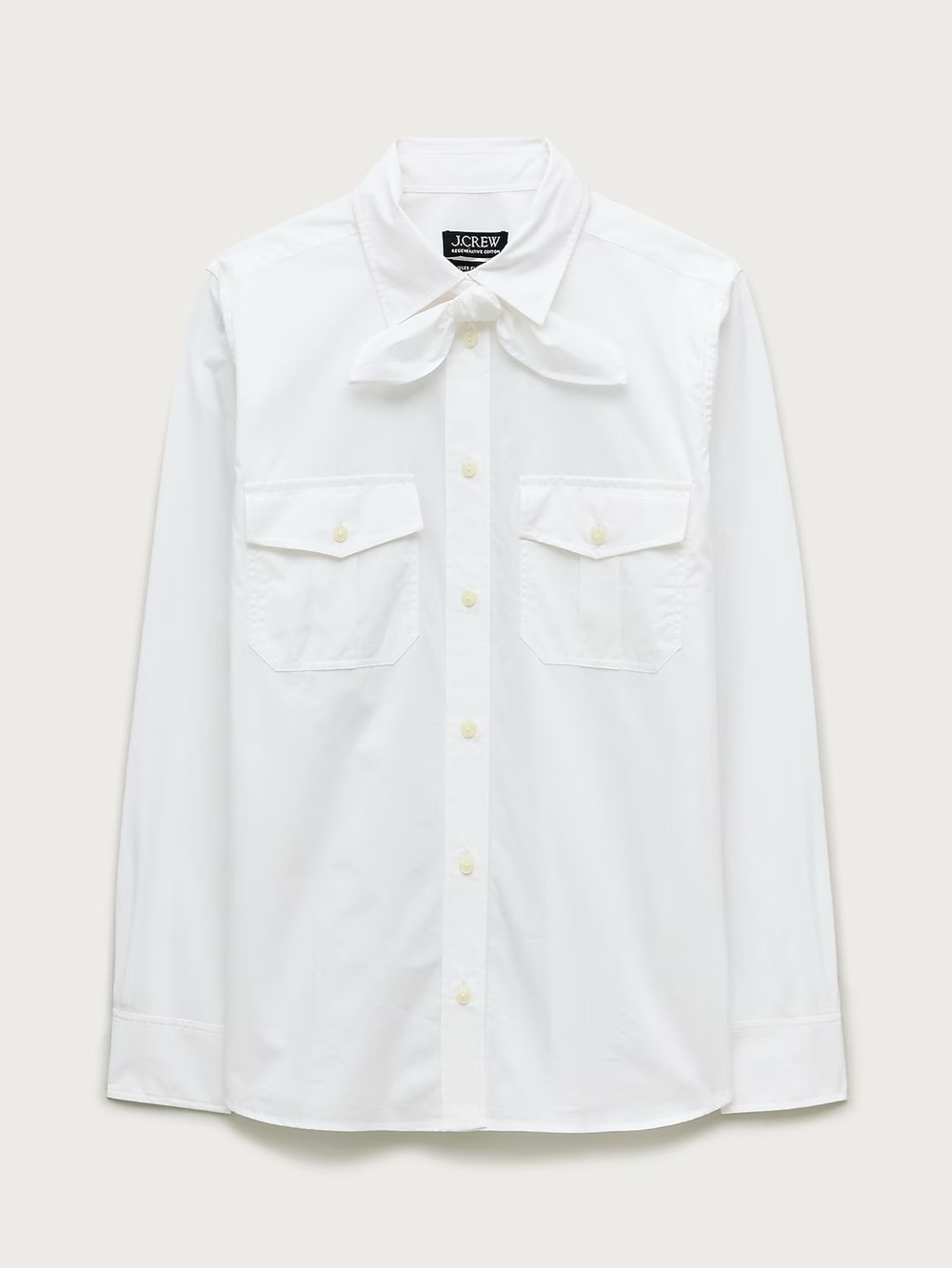 J. Crew White Tie-Neck Utility Shirt - Picture 4 of 4